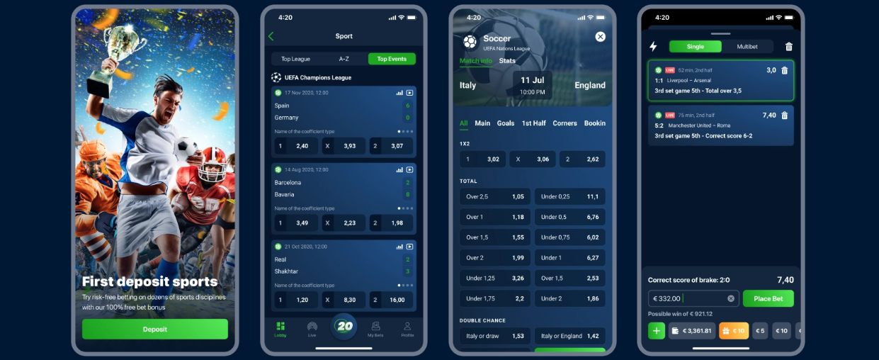 20Bet Sport Betting Mobile App EL